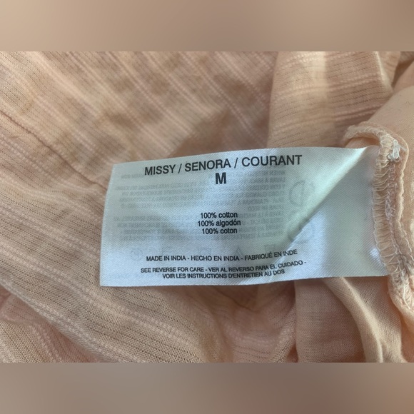 Anthropologie Ella Moss Brianne Peach Eyelet Flutter Sleeve Blouse Size Medium - Picture 12 of 12